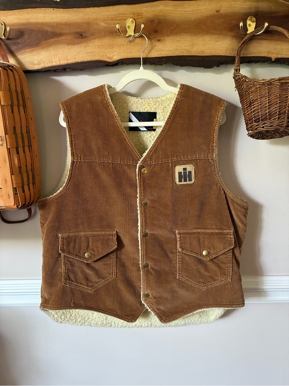 Vintage Wiman Corduroy Shearling Vest International Harvester L Large